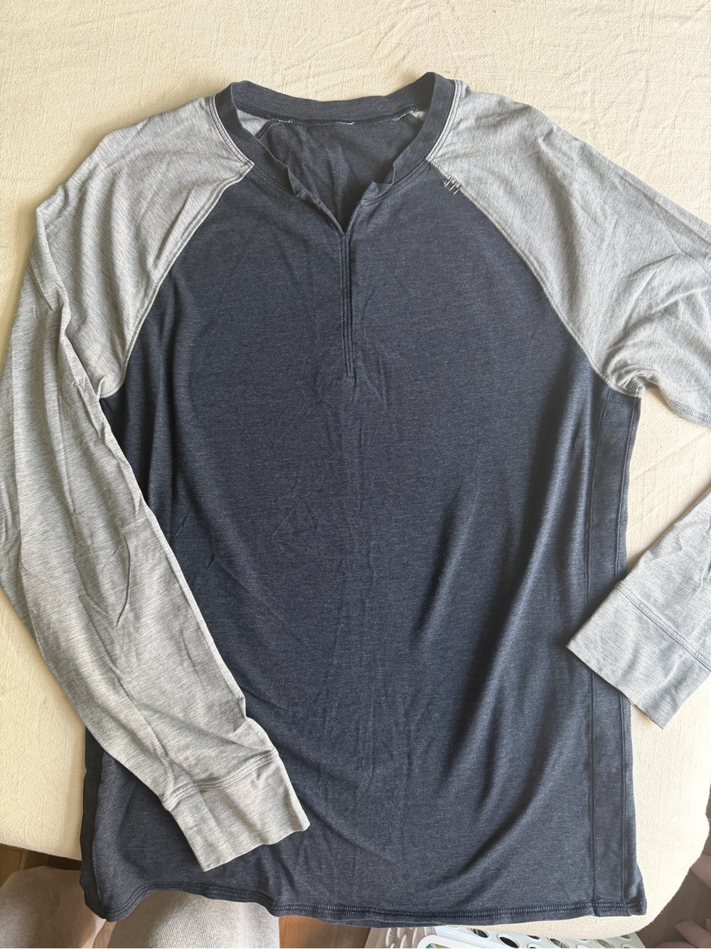Men's Lululemon Long Sleeve Navy with Light Gray Sleeves